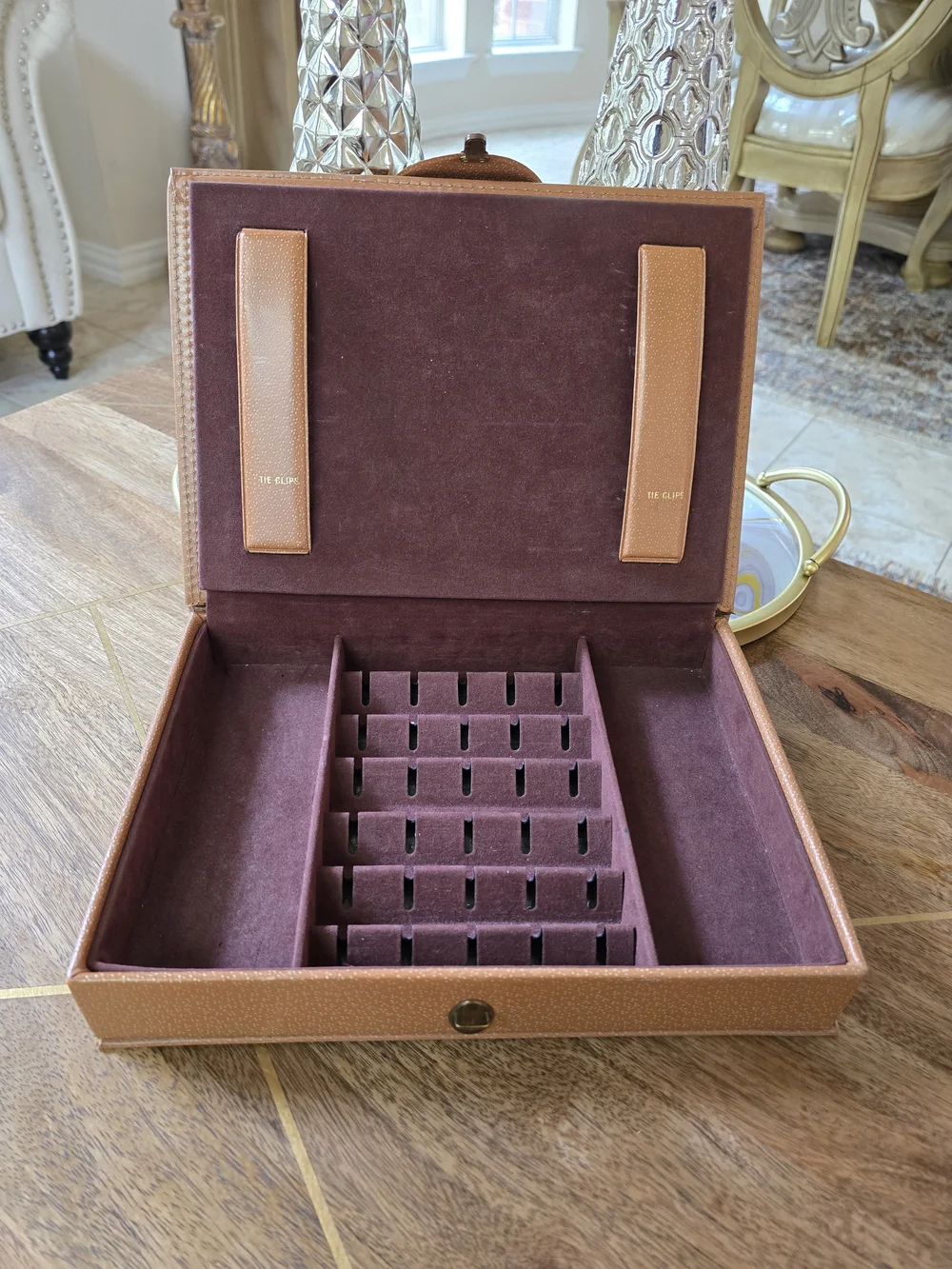 Vintage Hickon Faux Leather Mens Jewelry Box For Cufflinks, Tie Clips Watches